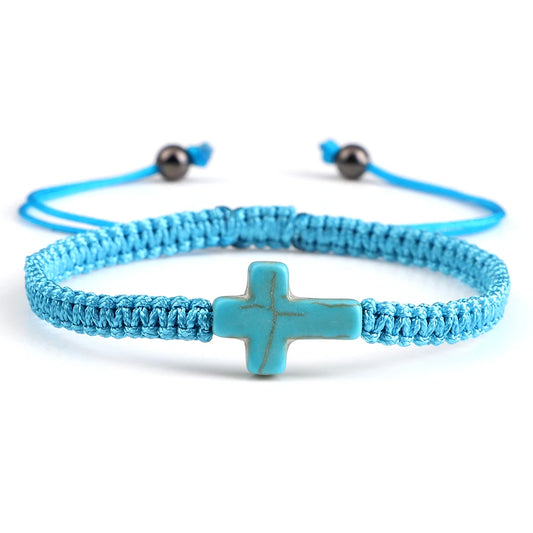 Handwoven Cross Bracelet – Adjustable Christian Jewelry