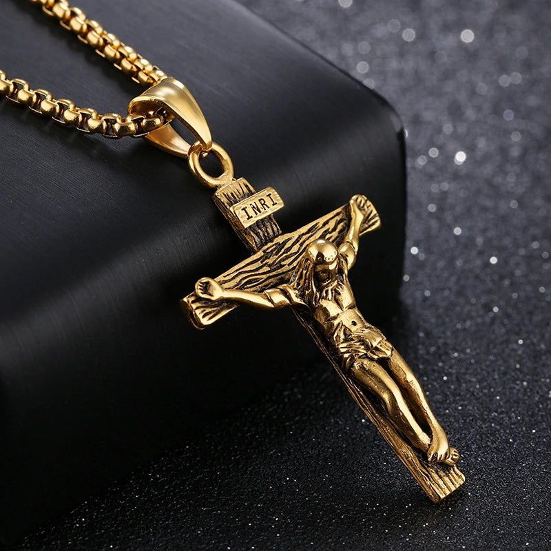 Jesus Crucifix Necklace – Detailed Christian Cross Pendant